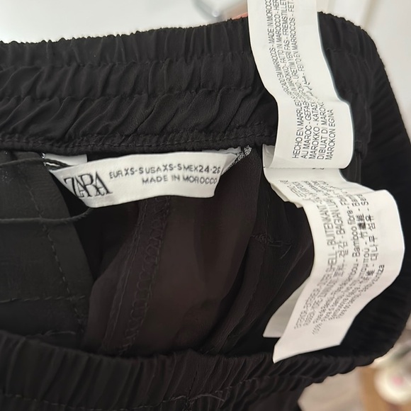 ZARA | Bamboo Black Sheer Wide-Leg Pants with Six Pockets and Draw String - Picture 13 of 16